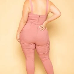 Haute Monde New Arrivals Plus Size Gwen Square Neck Jumpsuit - Mauve