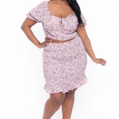 Haute Monde Plus Size Primrose Matching Skirt Set - Sage