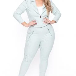 Haute Monde Sets Plus Size Feeling Like A Boss Suit - Sage