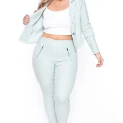 Haute Monde Sets Plus Size Feeling Like A Boss Suit - Sage