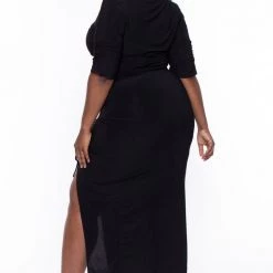 Haute Monde Sets Plus Size Naila Matching Skirt Set- Black