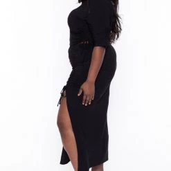 Haute Monde Sets Plus Size Naila Matching Skirt Set- Black