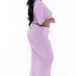 Haute Monde Sets Plus Size Naila Matching Skirt Set- Lavender