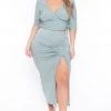 Haute Monde Sets Plus Size Naila Matching Skirt Set- Sage
