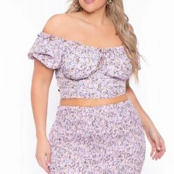 Haute Monde Plus Size Primrose Matching Skirt Set - Pink Sets