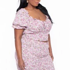 Haute Monde Plus Size Primrose Matching Skirt Set - Sage