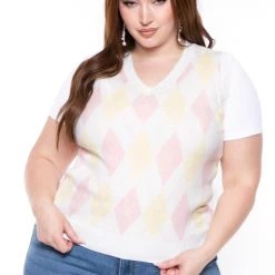 Haute Monde Plus Size Camille Sweater Vest- Cream Tops 9 Haute Monde Plus Size Camille Sweater Vest- Cream Tops