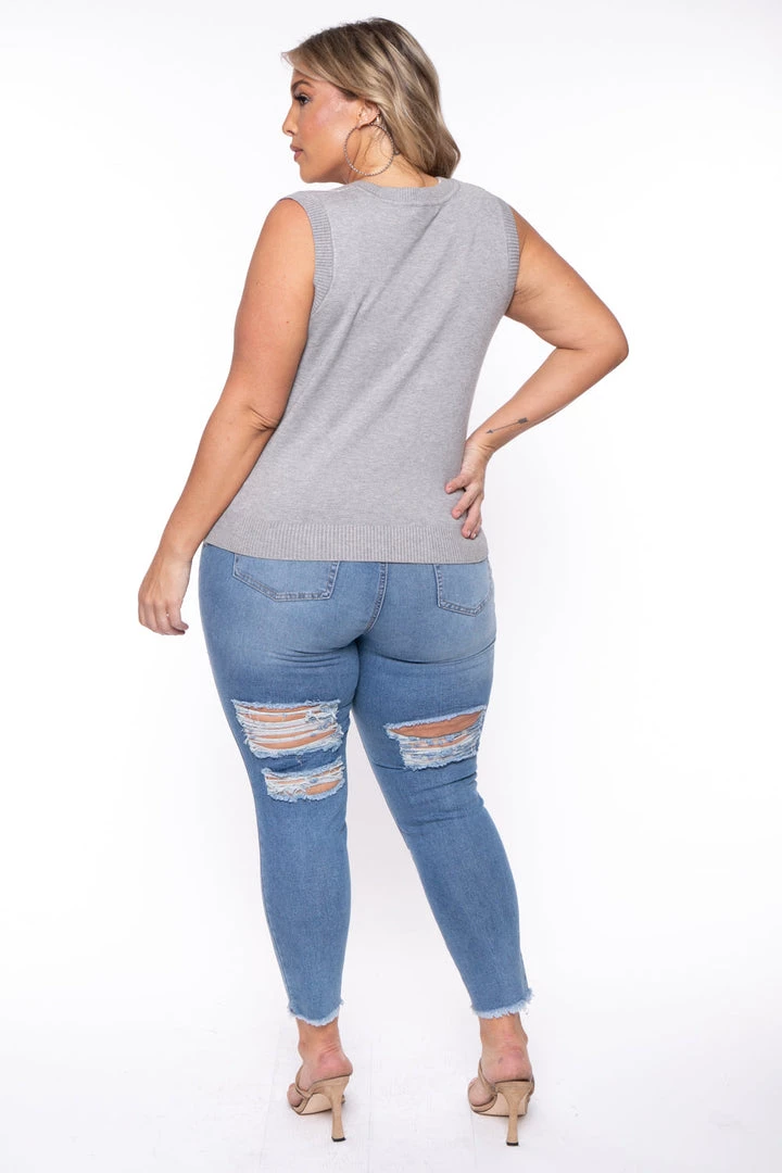 Haute Monde Plus Size Camille Sweater Vest- Gray 6 Haute Monde Plus Size Camille Sweater Vest- Gray