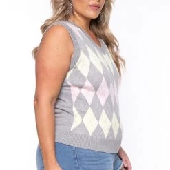 Haute Monde Plus Size Camille Sweater Vest- Gray 8 Haute Monde Plus Size Camille Sweater Vest- Gray