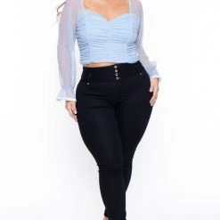 Haute Monde Plus Size Dahlia Ruched Top- Blue
