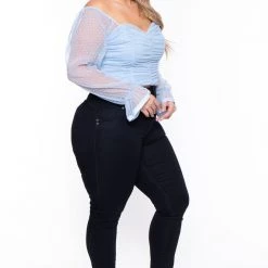 Haute Monde Plus Size Dahlia Ruched Top- Blue