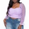 Haute Monde Plus Size Dahlia Ruched Top- Lavender Tops