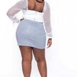 Haute Monde Plus Size Dahlia Ruched Top- White