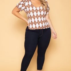 Haute Monde Plus Size Daphne Argyle Top - Blue