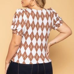 Haute Monde Plus Size Daphne Argyle Top - Blue 11 Haute Monde Plus Size Daphne Argyle Top - Blue