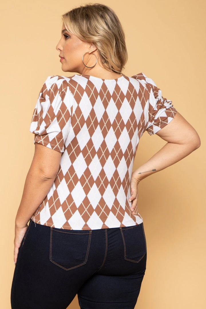 Haute Monde Plus Size Daphne Argyle Top - Blue 7 Haute Monde Plus Size Daphne Argyle Top - Blue