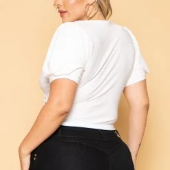 Haute Monde Plus Size Margot Wrap Top- White New Arrivals