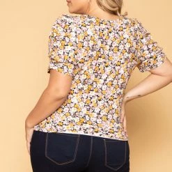 Haute Monde New Arrivals Plus Size Raisa Floral Top - Black