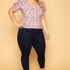 Haute Monde Plus Size Raisa Floral Top - Mauve New Arrivals