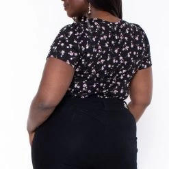 Haute Monde Plus Size Thalia Floral Top - Black Tops 9 Haute Monde Plus Size Thalia Floral Top - Black Tops