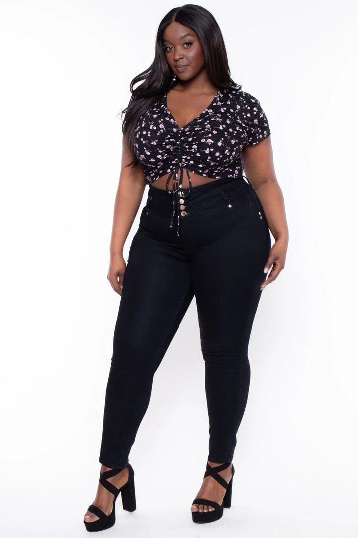 Haute Monde Plus Size Thalia Floral Top - Black Tops 4 Haute Monde Plus Size Thalia Floral Top - Black Tops