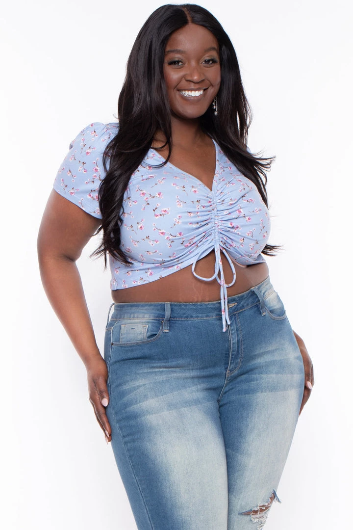 Haute Monde Plus Size Thalia Floral Top - Blue New Arrivals 3 Haute Monde Plus Size Thalia Floral Top - Blue New Arrivals