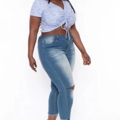 Haute Monde Plus Size Thalia Floral Top - Blue New Arrivals