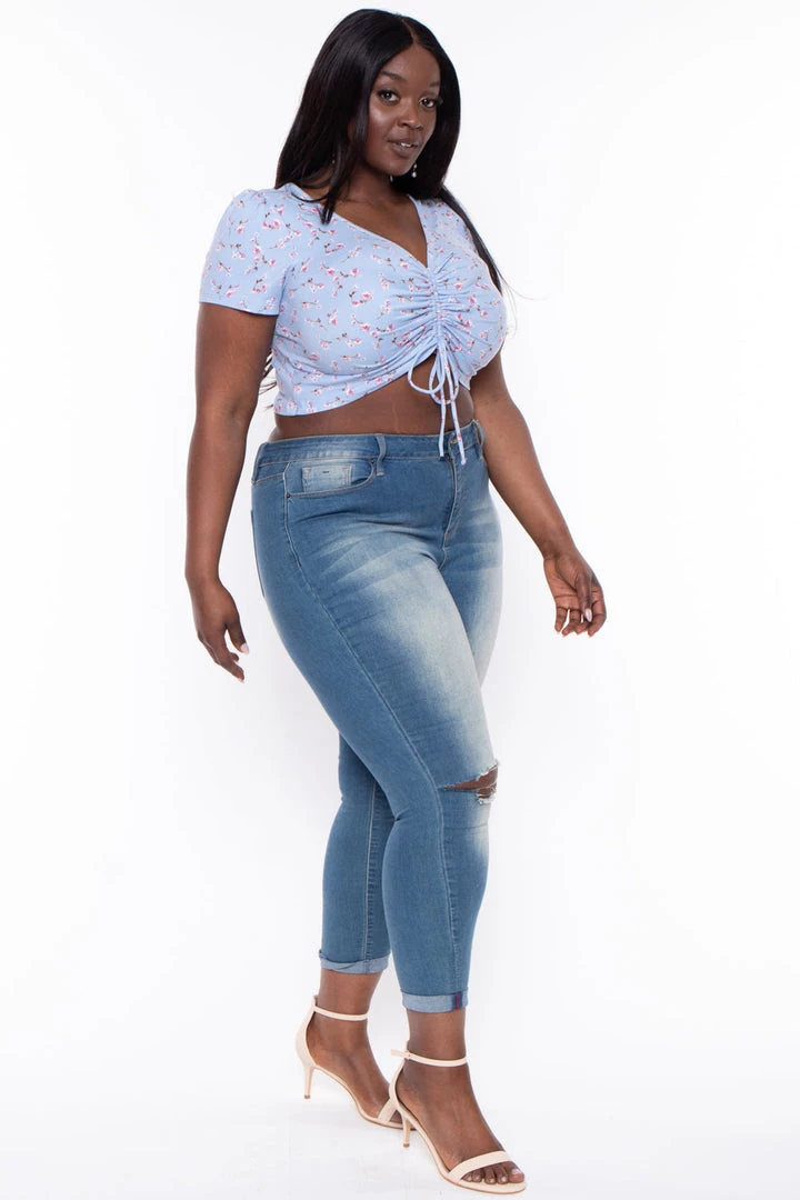 Haute Monde Plus Size Thalia Floral Top - Blue New Arrivals 4 Haute Monde Plus Size Thalia Floral Top - Blue New Arrivals