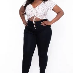 Haute Monde Plus Size Thalia Floral Top - Ivory