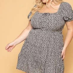 Hesperus New Arrivals Plus Size Hana Floral Dress- Black