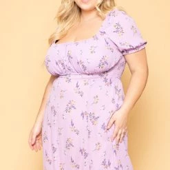 Hesperus Plus Size Marguerite Floral Dress - Lavender