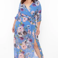 Hesperus Plus Size Rosa Chiffon Maxi Dress - Periwinkle