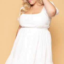 Hesperus New Arrivals Plus Size Sophia Peasant Dress - White