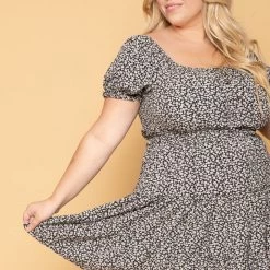 Hesperus New Arrivals Plus Size Hana Floral Dress- Black