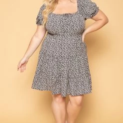 Hesperus New Arrivals Plus Size Hana Floral Dress- Black