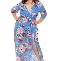 Hesperus Plus Size Rosa Chiffon Maxi Dress - Periwinkle