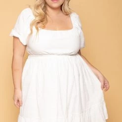 Hesperus New Arrivals Plus Size Sophia Peasant Dress - White