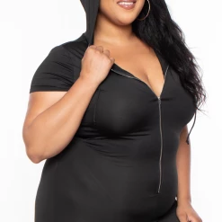 Highlight Plus Size Formula Hooded Lounge Jumper - Black
