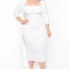Highlight Matching Sets Plus Size Cardigan And Dress Set - White