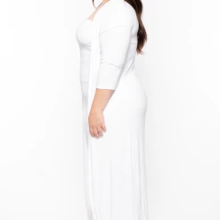 Highlight Matching Sets Plus Size Cardigan And Dress Set - White 10 Highlight Matching Sets Plus Size Cardigan And Dress Set - White