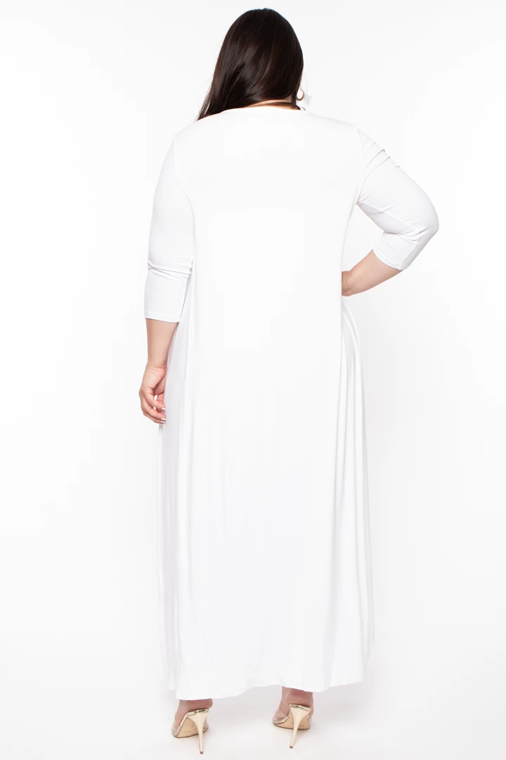 Highlight Matching Sets Plus Size Cardigan And Dress Set - White 8 Highlight Matching Sets Plus Size Cardigan And Dress Set - White