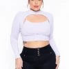 Highlight Tops Plus Size Cropped Top And Topper Set - Lavender