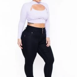 Highlight Tops Plus Size Cropped Top And Topper Set - Lavender