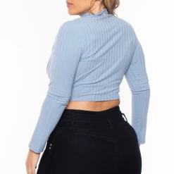 Highlight Tops Plus Size Cropped Top And Topper Set - Light Blue