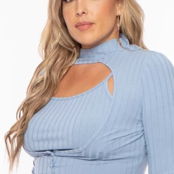 Highlight Tops Plus Size Cropped Top And Topper Set - Light Blue