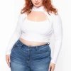 Highlight Tops Plus Size Cropped Top And Topper Set - White