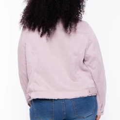 Jou Jou Outerwear Plus Size Faux Corduroy Jacket - Mauve 11 Jou Jou Outerwear Plus Size Faux Corduroy Jacket - Mauve