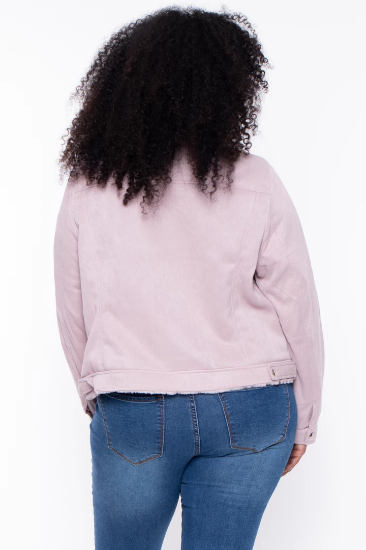 Jou Jou Outerwear Plus Size Faux Corduroy Jacket - Mauve 7 Jou Jou Outerwear Plus Size Faux Corduroy Jacket - Mauve