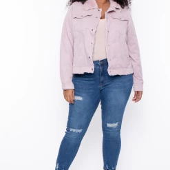 Jou Jou Outerwear Plus Size Faux Corduroy Jacket - Mauve 9 Jou Jou Outerwear Plus Size Faux Corduroy Jacket - Mauve