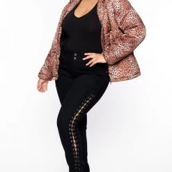 Jou Jou Plus Size Leopard Print Puffer Coat - Brown